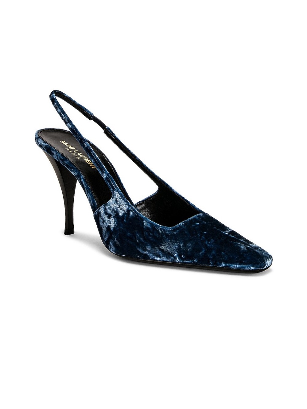 Tom 90 Dream Heels (Saint Laurent) Blue Crushed velvet